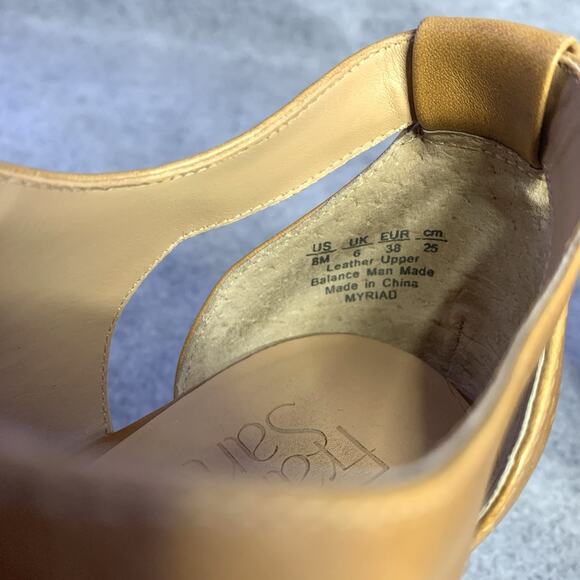 Franco Sarto Tan Leather Open Toe Zip Up Sandals, Women’s Size 8M 4” Heel - Picture 6 of 12